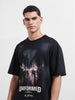 Men's Black Relaxed Fit Graphic Street Wear T-Shirt