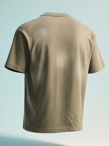 Men's Green Relaxed Fit Graphic Printed 240 GSM Street Wear T-Shirt