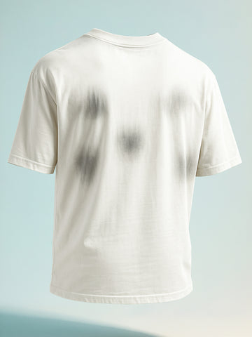 Men's Cream Relaxed Fit Graphic Printed 240 GSM Street Wear T-Shirt