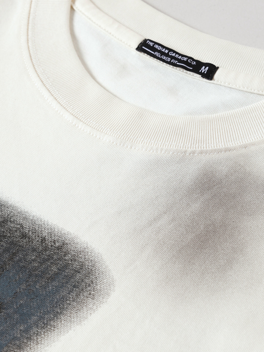 Men's Cream Relaxed Fit Graphic Street Wear T-Shirt