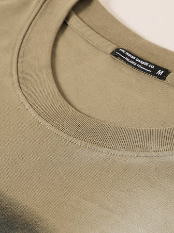 Men's Green Relaxed Fit Graphic Street Wear T-Shirt