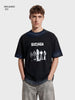 Men's Black Relaxed Fit Graphic Printed 240 GSM Street Wear T-Shirt