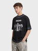 Men's Black Relaxed Fit Graphic Printed 240 GSM Street Wear T-Shirt