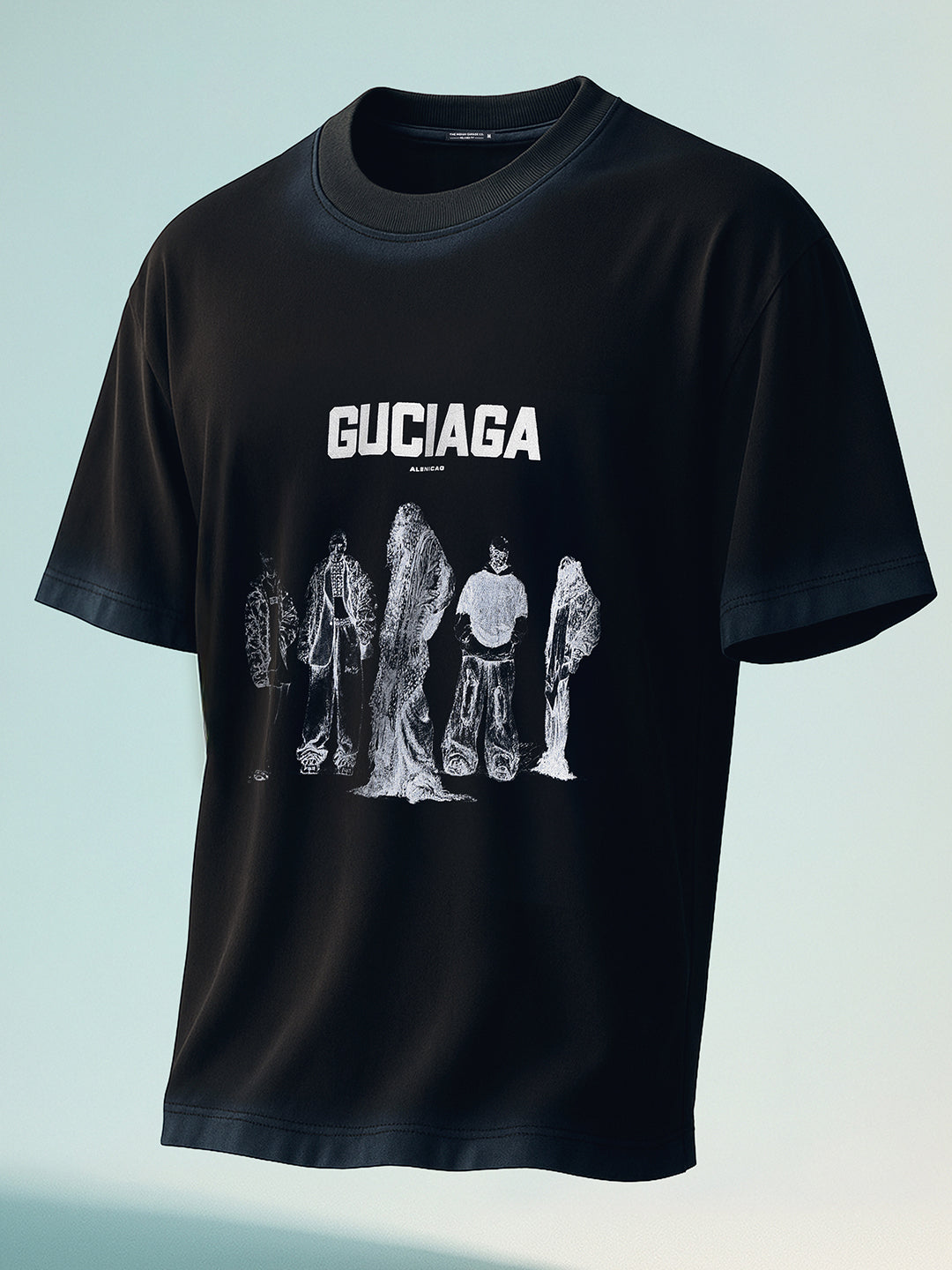 Men's Black Relaxed Fit Graphic Printed 240 GSM Street Wear T-Shirt