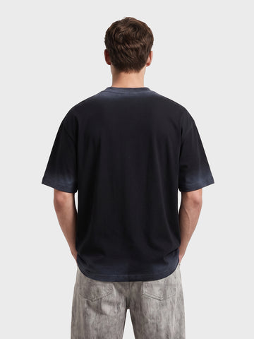 Men's Black Relaxed Fit Graphic Printed 240 GSM Street Wear T-Shirt
