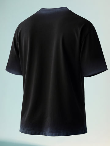 Men's Black Relaxed Fit Graphic Printed 240 GSM Street Wear T-Shirt