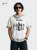 Men's Cream Relaxed Fit Graphic Printed 240 GSM Street Wear T-Shirt