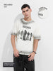 Men's Cream Relaxed Fit Graphic Printed 240 GSM Street Wear T-Shirt