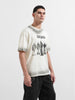 Men's Cream Relaxed Fit Graphic Printed 240 GSM Street Wear T-Shirt