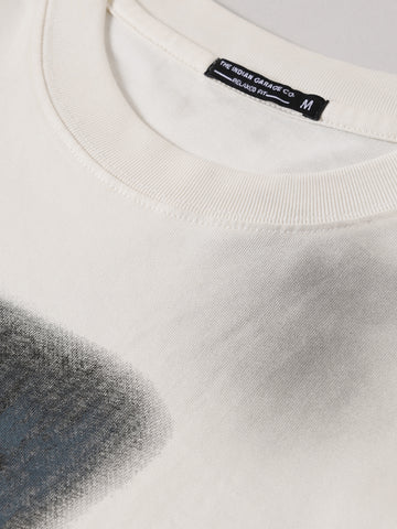 Men's Cream Relaxed Fit Graphic Printed 240 GSM Street Wear T-Shirt