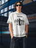 Men's Cream Relaxed Fit Graphic Printed 240 GSM Street Wear T-Shirt