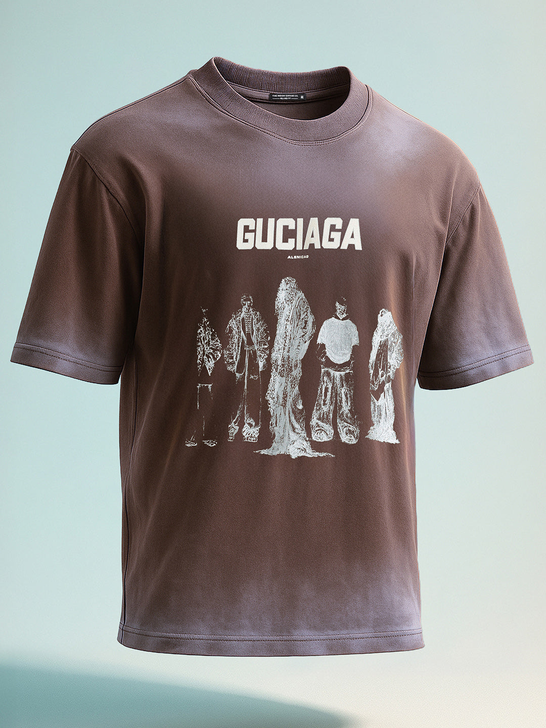 Men's Brown Relaxed Fit Graphic Printed 240 GSM Street Wear T-Shirt