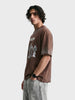 Men's Brown Relaxed Fit Graphic Printed 240 GSM Street Wear T-Shirt