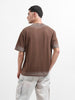Men's Brown Relaxed Fit Graphic Printed 240 GSM Street Wear T-Shirt