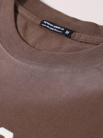 Men's Brown Relaxed Fit Graphic Printed 240 GSM Street Wear T-Shirt