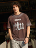 Men's Brown Relaxed Fit Graphic Printed 240 GSM Street Wear T-Shirt