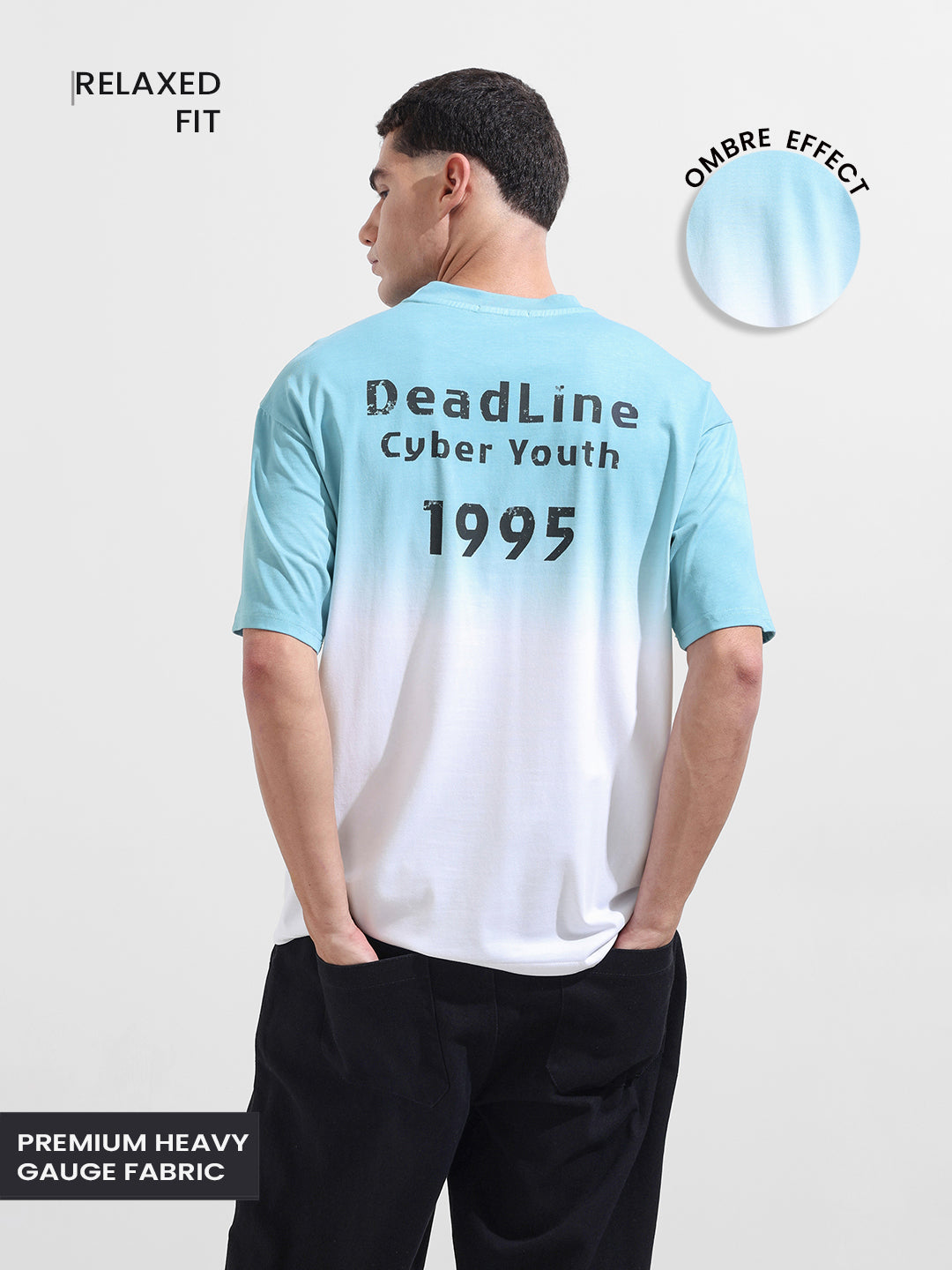 Men's Blue Relaxed Fit Printed Street Wear T-Shirt