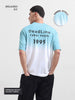 Men's Blue Relaxed Fit Printed 240 GSM Street Wear T-Shirt
