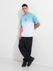 Men's Blue Relaxed Fit Printed Street Wear T-Shirt