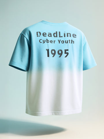 Men's Blue Relaxed Fit Printed 240 GSM Street Wear T-Shirt