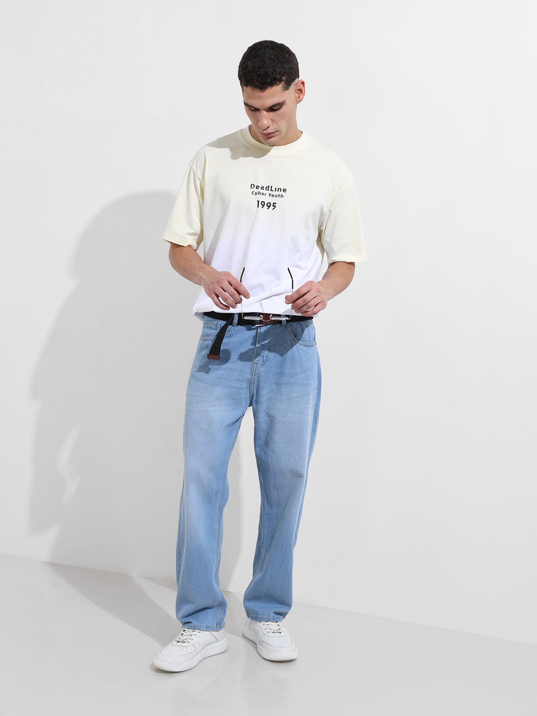 Men's Yellow Relaxed Fit Printed Street Wear T-Shirt
