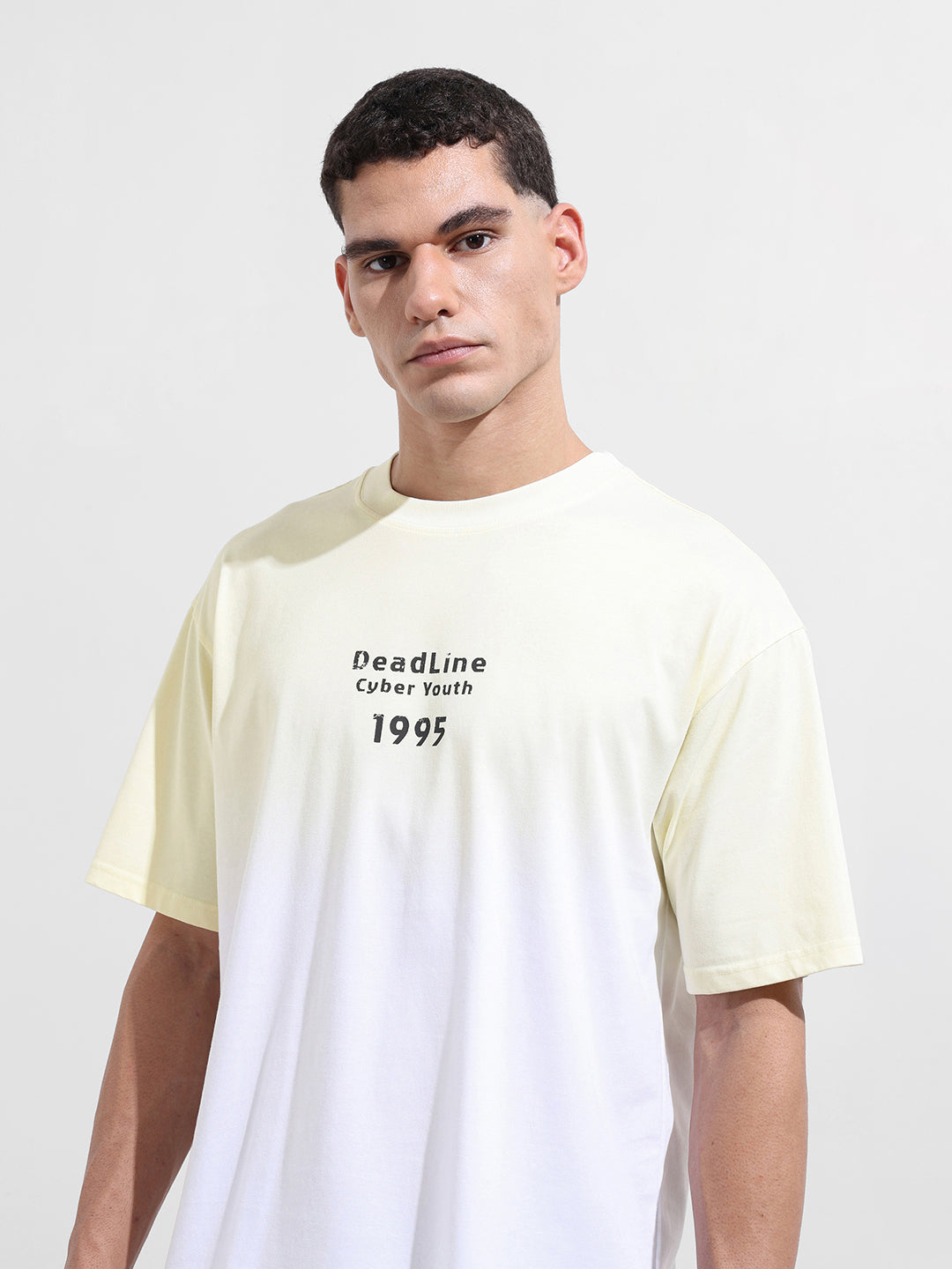 Men's Yellow Relaxed Fit Printed Street Wear T-Shirt