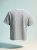 Men's Grey Relaxed Fit Striped 240 GSM Street Wear T-Shirt