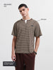 Men's Brown Relaxed Fit Striped 240 GSM Street Wear T-Shirt