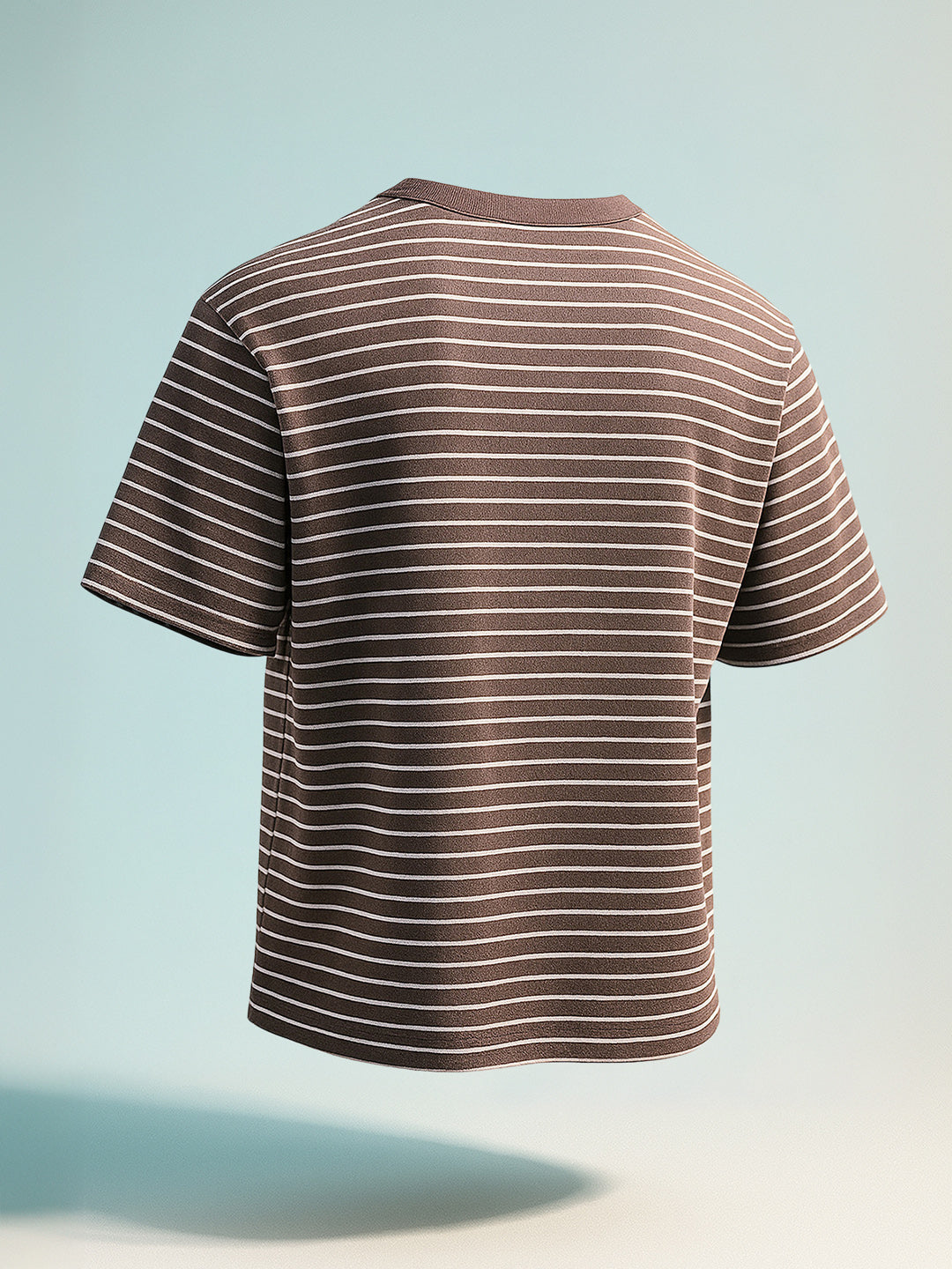 Men's Brown Relaxed Fit Striped 240 GSM Street Wear T-Shirt