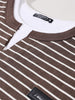 Men's Brown Relaxed Fit Striped Street Wear T-Shirt