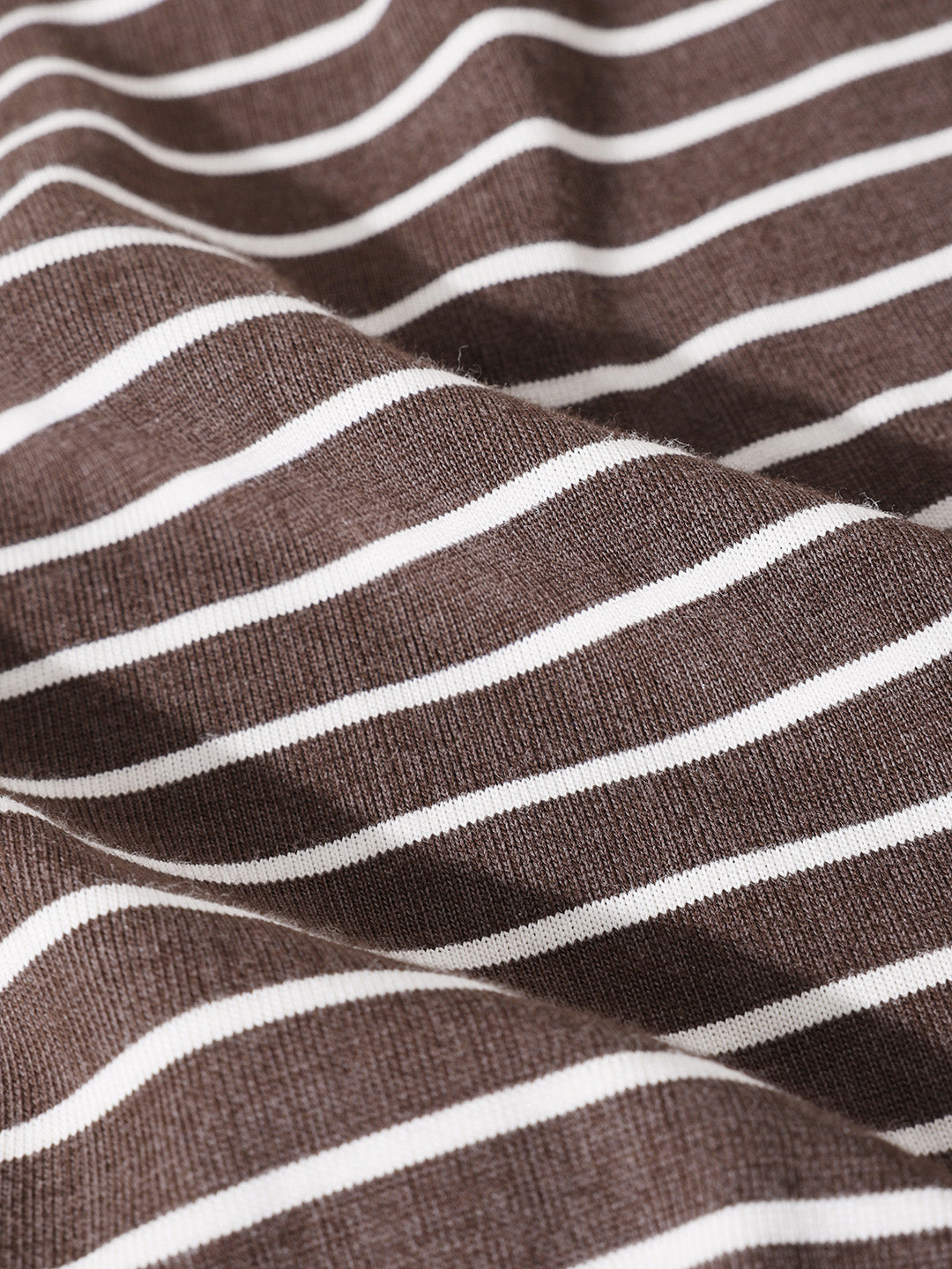 Men's Brown Relaxed Fit Striped Street Wear T-Shirt