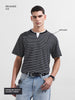 Men's Black Relaxed Fit Striped 240 GSM Street Wear T-Shirt