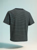 Men's Black Relaxed Fit Striped 240 GSM Street Wear T-Shirt
