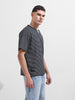 Men's Black Relaxed Fit Striped Street Wear T-Shirt