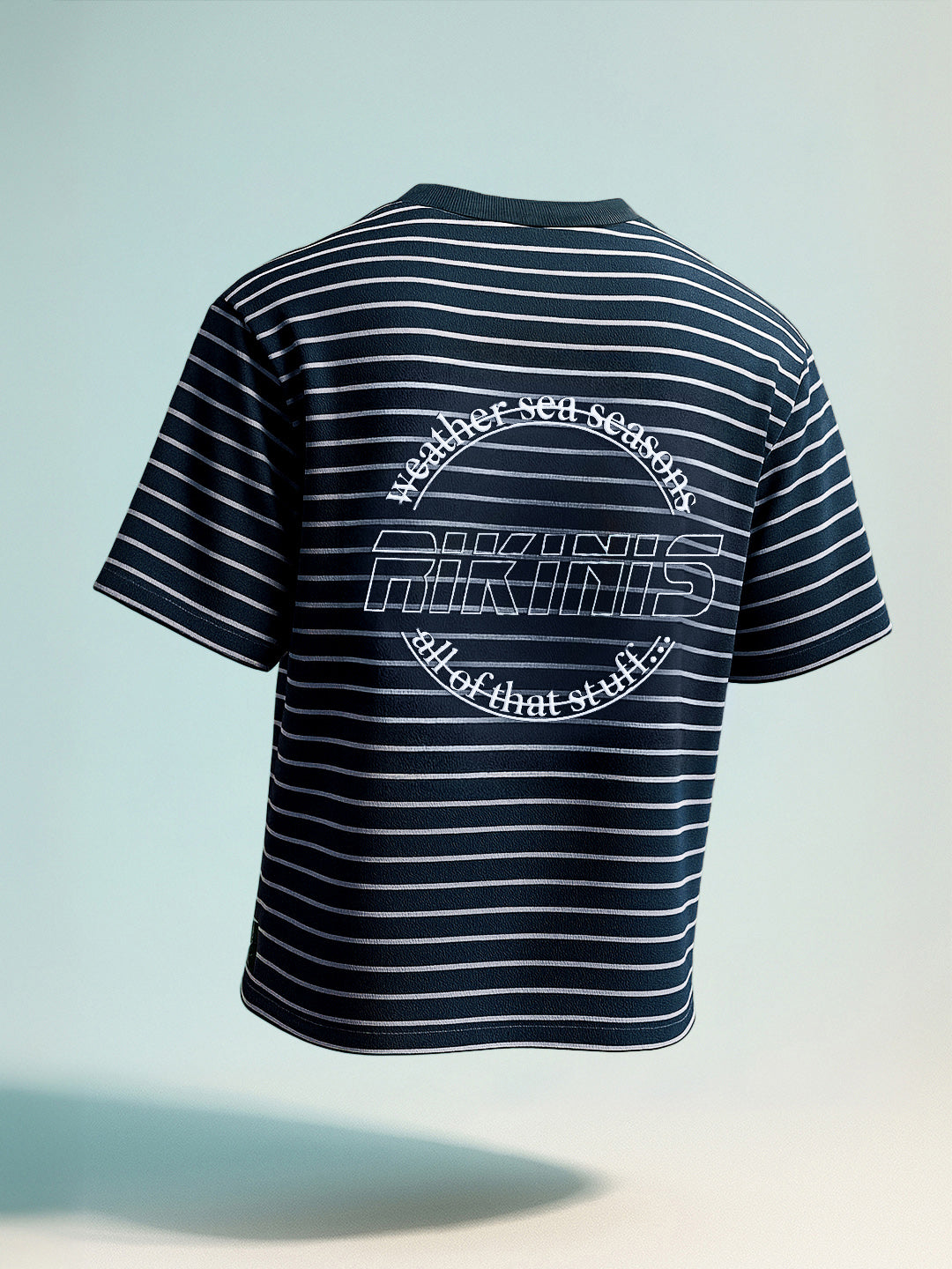 Men's Black Relaxed Fit Striped 240 GSM Street Wear T-Shirt