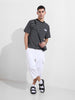 Men's Black Relaxed Fit Striped Street Wear T-Shirt