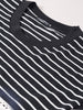 Men's Black Relaxed Fit Striped 240 GSM Street Wear T-Shirt