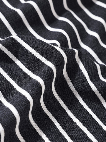 Men's Black Relaxed Fit Striped Street Wear T-Shirt