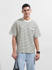 Men's Grey Relaxed Fit Striped Street Wear T-Shirt