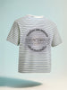 Men's Grey Relaxed Fit Striped 240 GSM Street Wear T-Shirt