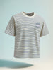 Men's Grey Relaxed Fit Striped 240 GSM Street Wear T-Shirt