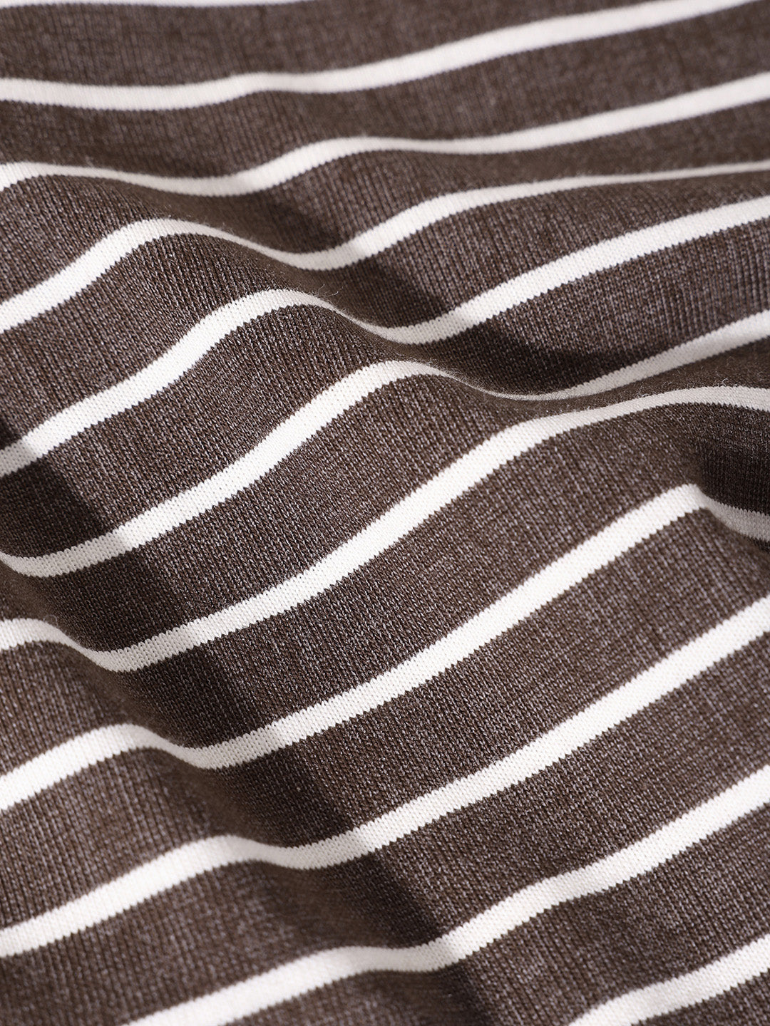 Men's Brown Relaxed Fit Striped Street Wear T-Shirt