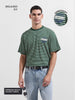 Men's Green Relaxed Fit Striped 240 GSM Street Wear T-Shirt