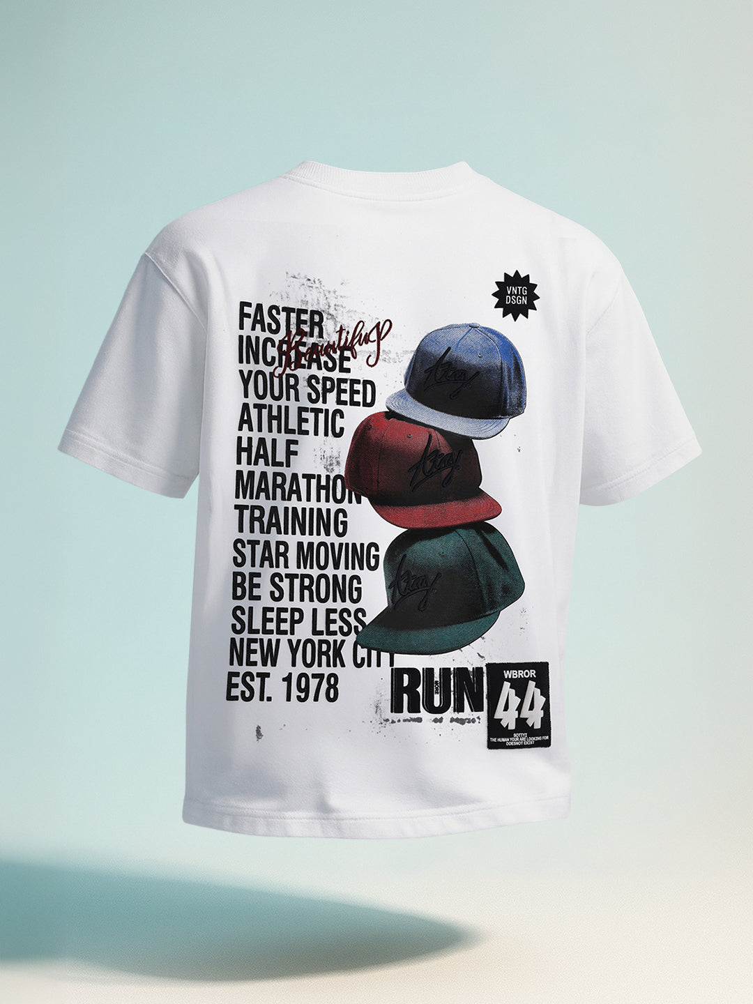 Men's White Relaxed Fit Embroided 240 GSM Street Wear T-Shirt