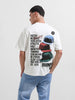 Men's White Relaxed Fit Embroided Street Wear T-Shirt