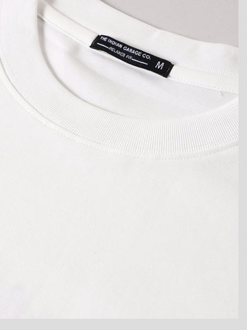 Men's White Relaxed Fit Embroided Street Wear T-Shirt