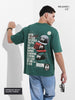 Men's Green Relaxed Fit Embroided 240 GSM Street Wear T-Shirt