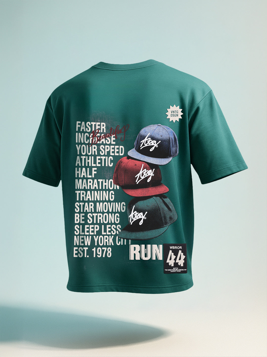 Men's Green Relaxed Fit Embroided 240 GSM Street Wear T-Shirt