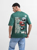 Men's Green Relaxed Fit Embroided Street Wear T-Shirt