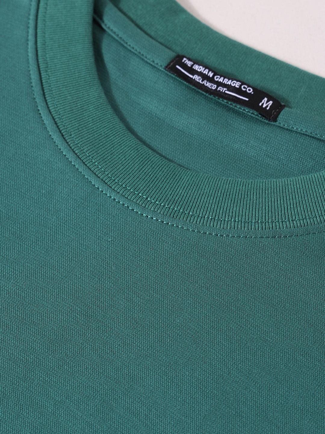 Men's Green Relaxed Fit Embroided Street Wear T-Shirt